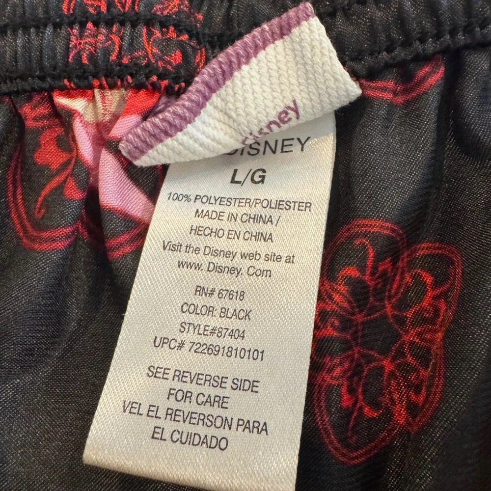 RARE Y2k Emo Disney Tinkerbell Lg Black Red Goth Satin Fairy Pajama Boxer Shorts